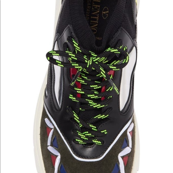 Valentino Geo Design Leather Overlay Mesh Sneaker - Picture 6 of 6
